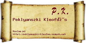Peklyanszki Kleofás névjegykártya